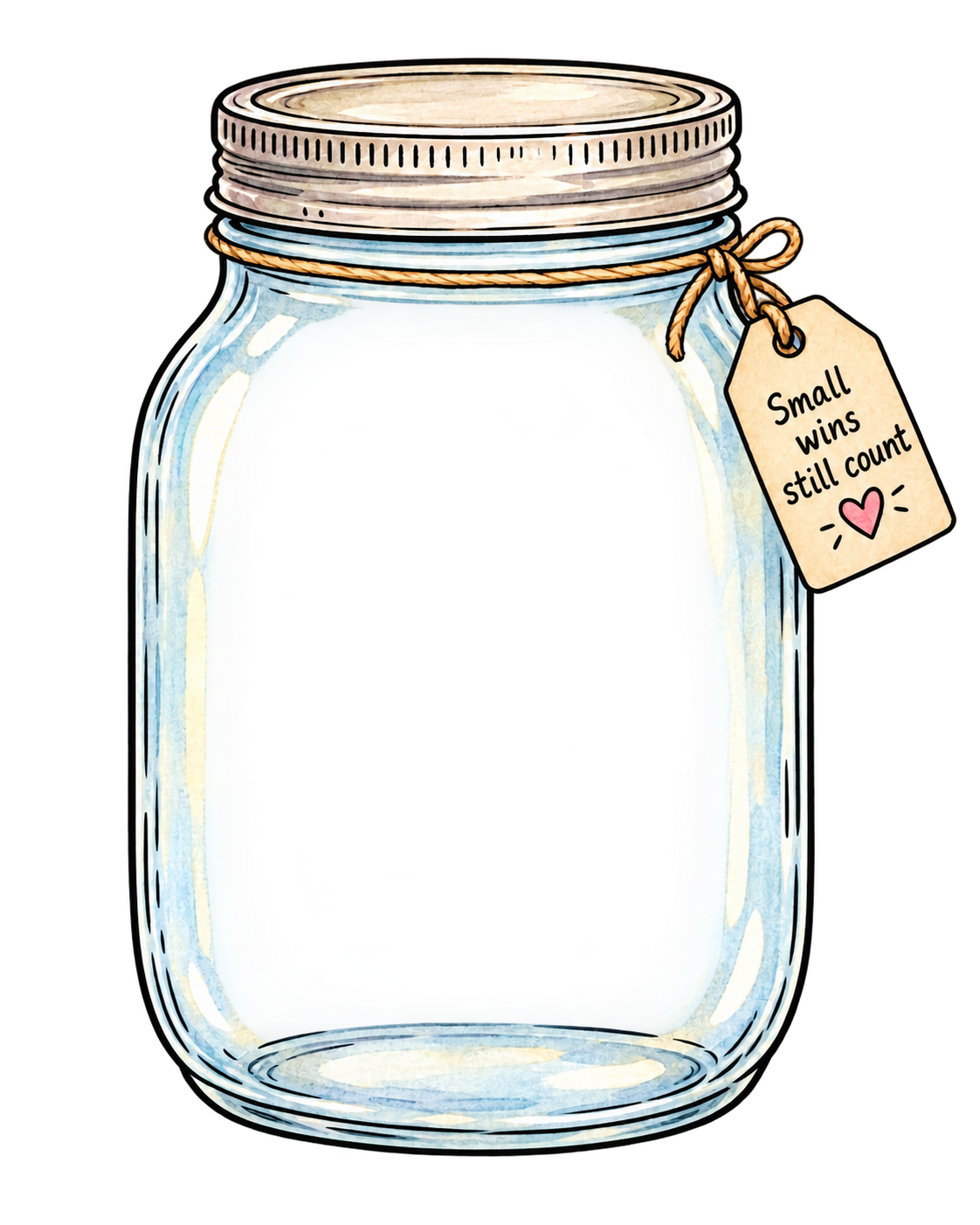 Watercolor glass jar ready to collect progress marks
